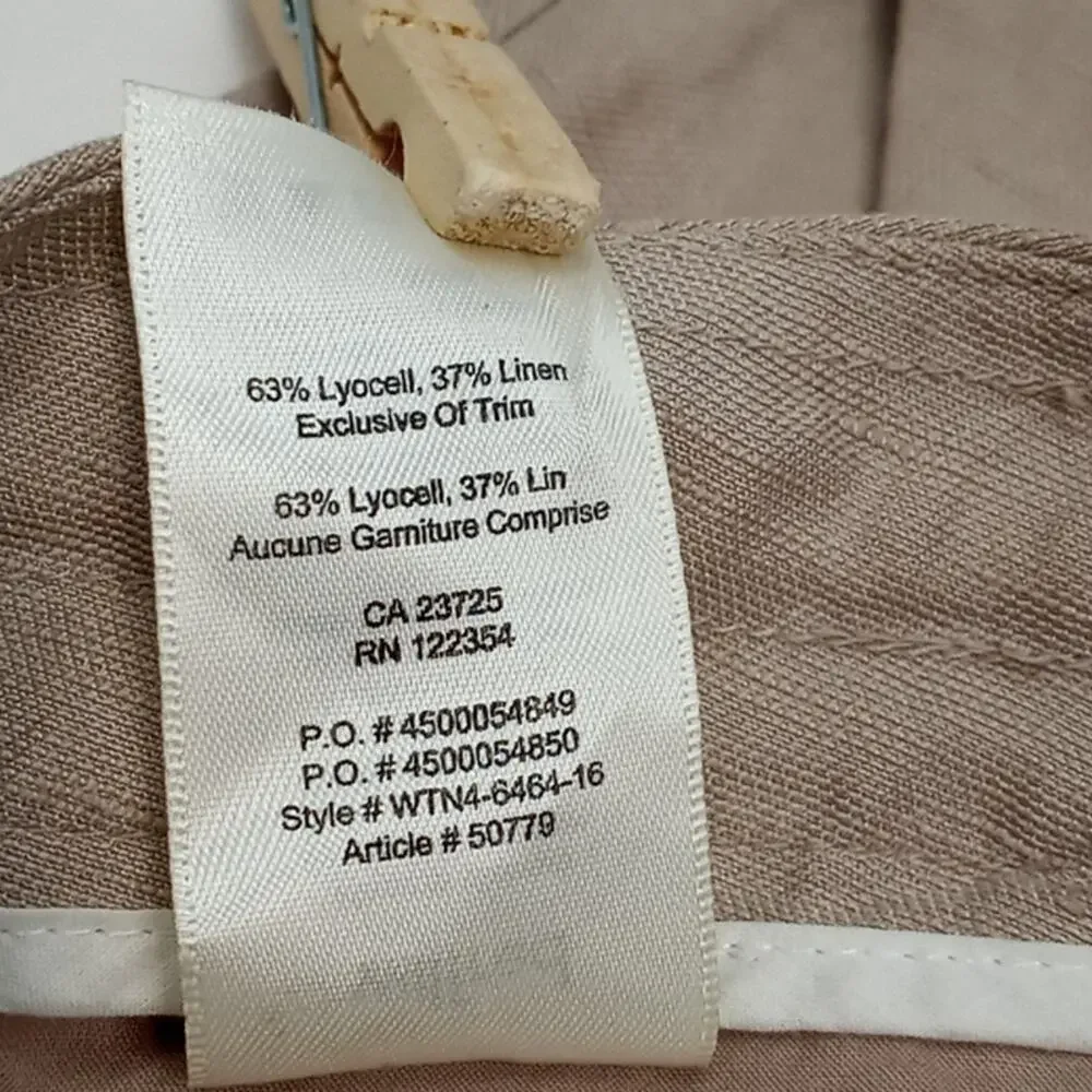 Wilfred Women's Light Brown Cropped Linen Blend Rolled Cuff Hem Pants Size 8